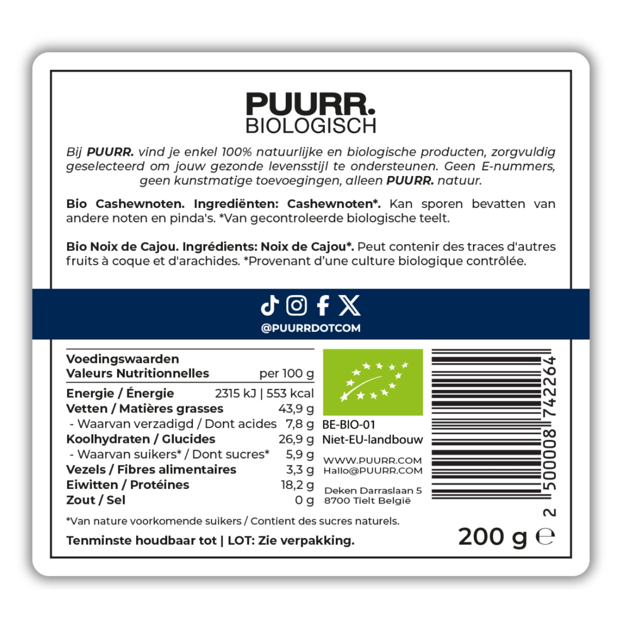 Premium Biologische Cashewnoten - Ongebrand