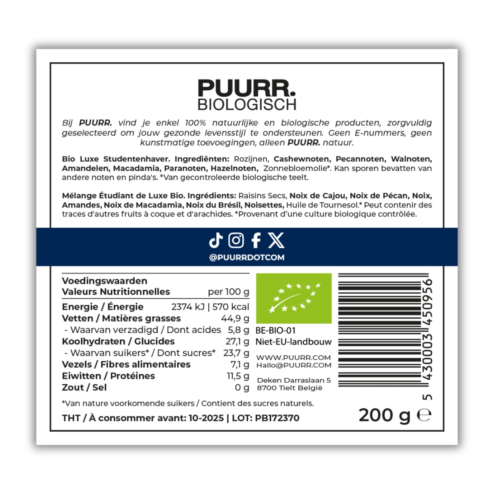 Premium Biologische Luxe Studentenhaver - PUURR.